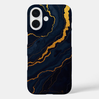 Coques iPhone 16 Black and Gold Marble-Inspired Phone Case