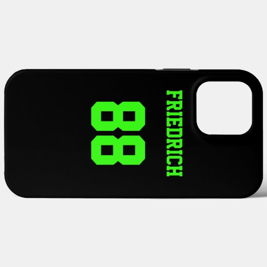 Coques Case-Mate iPhone Black and Neon Green Jersey Nom Numéro (Verso (horizontal))