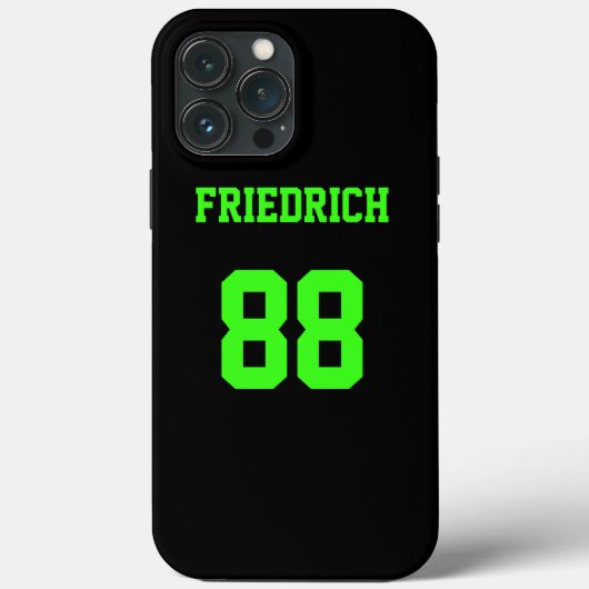 Coques Case-Mate iPhone Black and Neon Green Jersey Nom Numéro (Verso)