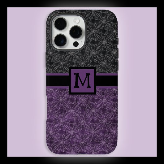 Coques Case-Mate iPhone Black and Purple Gothic Spiderweb with Monogram
