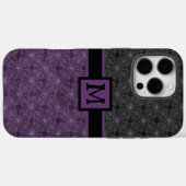 Coques Case-Mate iPhone Black and Purple Gothic Spiderweb with Monogram (Verso (horizontal))