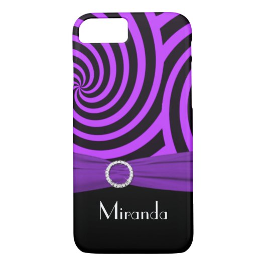 Coques Case-Mate iPhone Black and Purple Tourbillonnant Stripes iPhone 7 C (Dos)