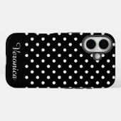 Coques Case-Mate iPhone Black and White Polka Dot Personalized Name  (Verso (horizontal))