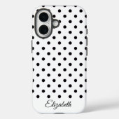 Coques Case-Mate iPhone Black and White Polka Dot Personalized Name (Verso)