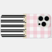 Coques Case-Mate iPhone Black and White Stripe Pink Check Paris Inspiré (Verso (horizontal))