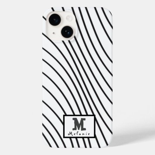 Coques Case-Mate iPhone Black and white striped Abstract minimal Monogram  (Verso)