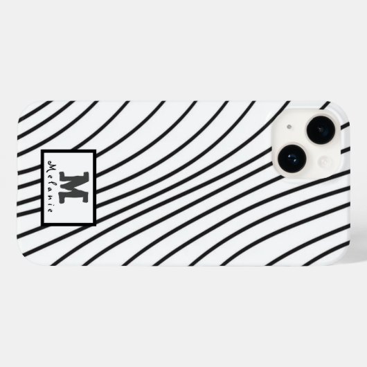 Coques Case-Mate iPhone Black and white striped Abstract minimal Monogram  (Verso (horizontal))