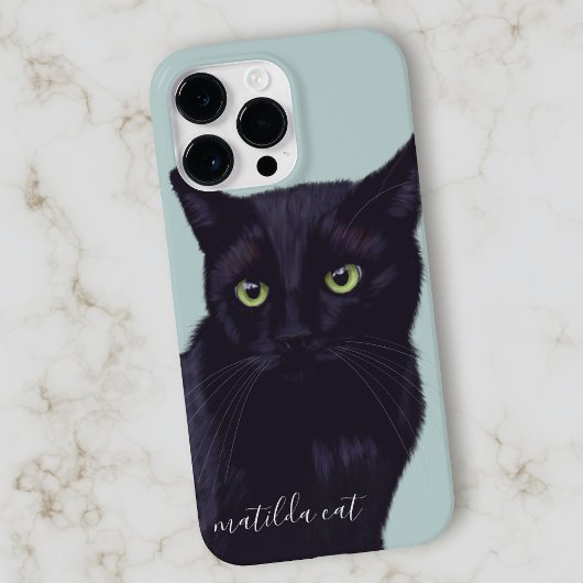 Coques Case-Mate iPhone Black Cat Animal Art Nom personnalisé