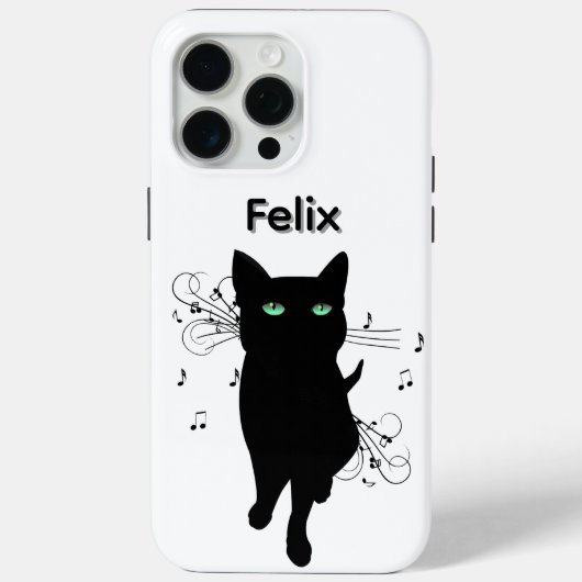 Coques Case-Mate iPhone Black Cat Surrounded by Notes of Music Personal (Verso)