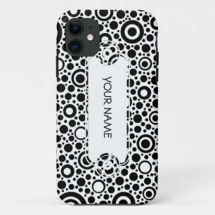 Case-Mate iPhone Case Black Dots & Circle Pattern + your text & backgr.