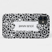 Coques Case-Mate iPhone Black Dots & Circle Pattern + your text & backgr. (Dos (Horizontal))