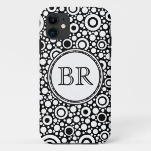Case-Mate iPhone Case Black Dots & Circles Grid + your backgr. &