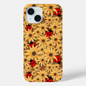 Coques Case-Mate iPhone Black-Eyed Susan And Ladybugs Seamless Pattern (Verso)