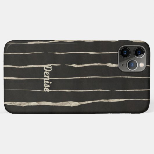 Coques Case-Mate iPhone Black & Faux Gold Stried (Dos (Horizontal))