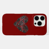 Coques Case-Mate iPhone Black Faux Lace Heart Floral (Verso (horizontal))