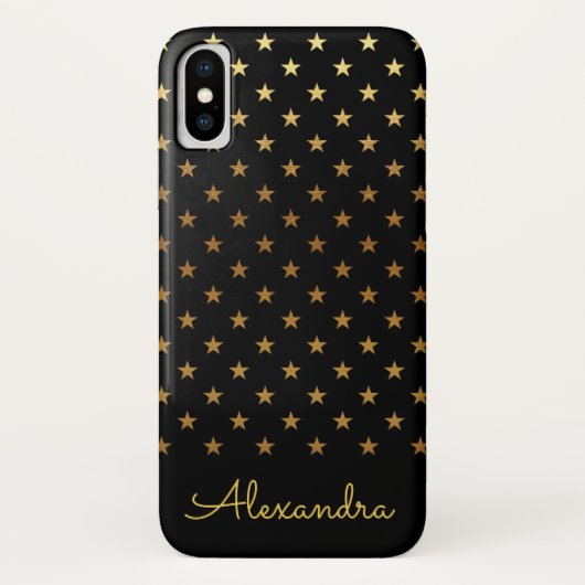 Coques Case-Mate iPhone Black Foil Stars Nom Motif et personnalisé (Dos)
