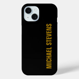 Coque Pour iPhone 15 Black Gold Color Professional Ajouter un nom