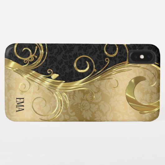 Coques Case-Mate iPhone Black Gold Damask Gold (Dos (Horizontal))