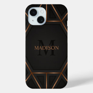 Coque Pour iPhone 15 Black Gold Luxury Moderne Minimal Abstrait