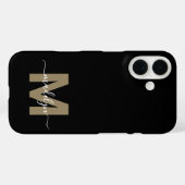 Coques Case-Mate iPhone Black Gold Modern Feminn Script Nom Monogramme (Verso (horizontal))