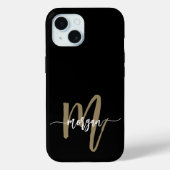 Coques Case-Mate iPhone Black Gold Modern Script Girl Monogramme Nom (Verso)