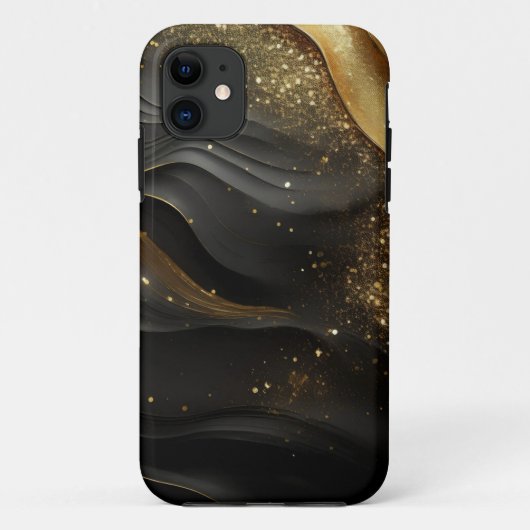 Coques Case-Mate iPhone Black Gold Prinkle (Dos)