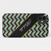 Coques Case-Mate iPhone Black Gold Turquoise ZigZag (Dos (Horizontal))