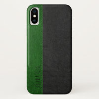 Black & Green Faux Texture en cuir Vintage
