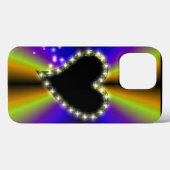 Coques Case-Mate iPhone Black Heart with Stars on Rainbow (Verso (horizontal))