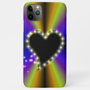 Case-Mate iPhone Case Black Heart with Stars on Rainbow