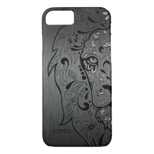 Etui iPhone Case-Mate Black Lion Sugar Skull Metallic Grey Arrière - pla