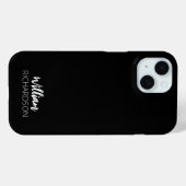 Coques Case-Mate iPhone Black Modern Monogram Script Name (Verso (horizontal))