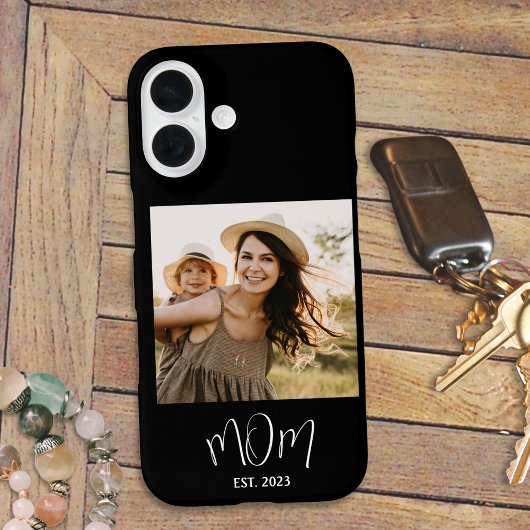 Coques Case-Mate iPhone Black Mom Established Script Photo Case-Mate