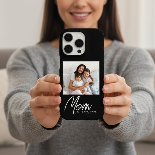 Coques Case-Mate iPhone Black Mom Established Script Photo Case-Mate 