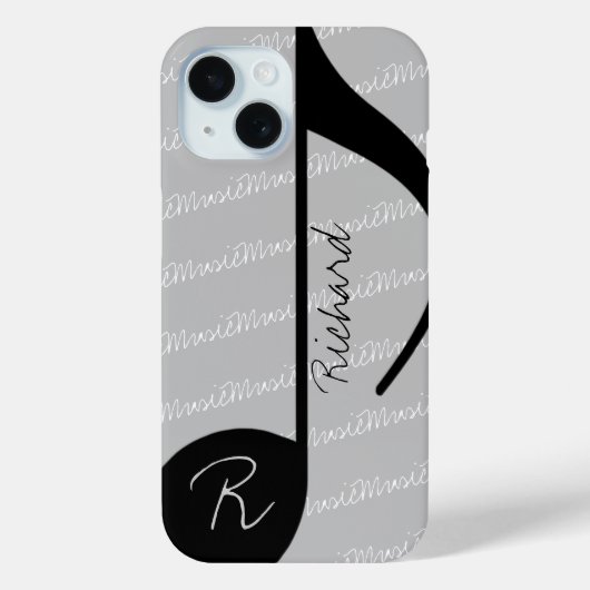 Coques Case-Mate iPhone Black Music Note avec nom personnalisé (Verso)