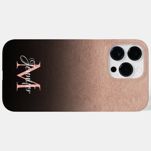 Coques Case-Mate iPhone Black Ombre Rose Gold Foil Texogramme photo (Verso (horizontal))