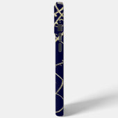 Coques Case-Mate iPhone Black Peacock Swirl de la Marine d'or (Verso / Gauche)