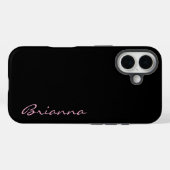 Coques Case-Mate iPhone Black Personalized Name Pink Text (Verso (horizontal))