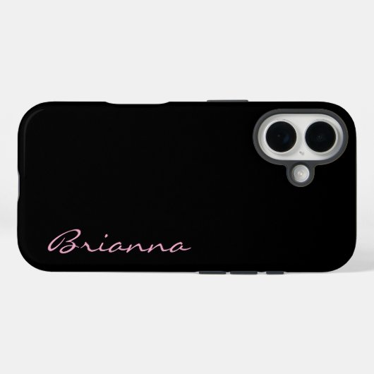 Coques Case-Mate iPhone Black Personalized Name Pink Text  (Verso (horizontal))