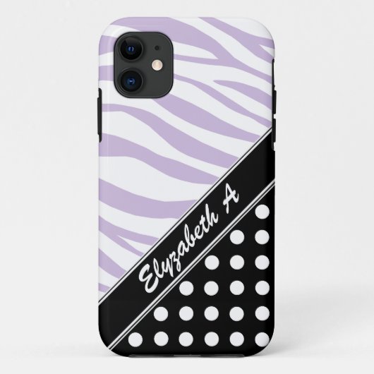 Coques Case-Mate iPhone Black Polka Dot Purple Zebra Imprimer iPhone 5 Coq (Dos)