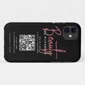 Coques Case-Mate iPhone Black Rose Script Beauté Professional QR Code (Dos (Horizontal))