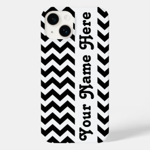Coque Pour iPhone 14 Black Safari Chevron avec nom personnalisable