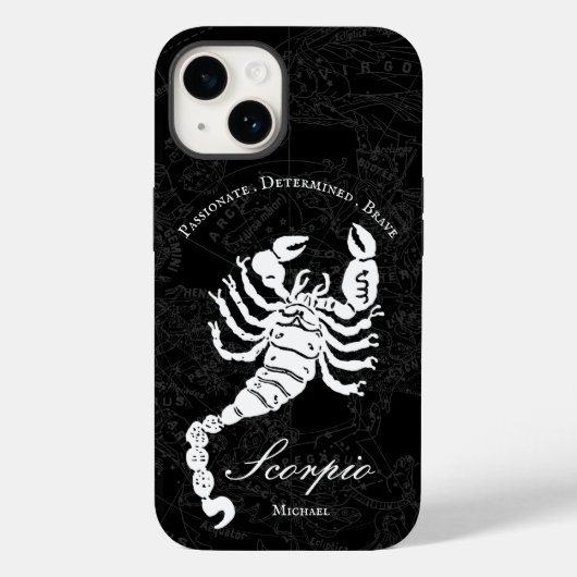 Coques Case-Mate iPhone Black Scorpio Zodiac Astrologie Personnalité Perso (Verso)
