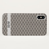 Coques Case-Mate iPhone Black Seigaiha Motif japonais Nom personnalisé (Dos (Horizontal))