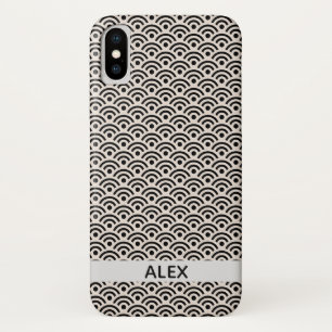 Case-Mate iPhone Case Black Seigaiha Motif japonais Nom personnalisé
