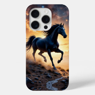 Coque iPhone 15 Pro Black Stallion in Desert 