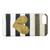 Coques Case-Mate iPhone Black Stripes Gold Heart Parties scintillant Shimm (Dos (Horizontal))