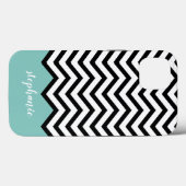 Coques Case-Mate iPhone Black White Chevron Ajouter Votre Nom turquoise (Verso (horizontal))