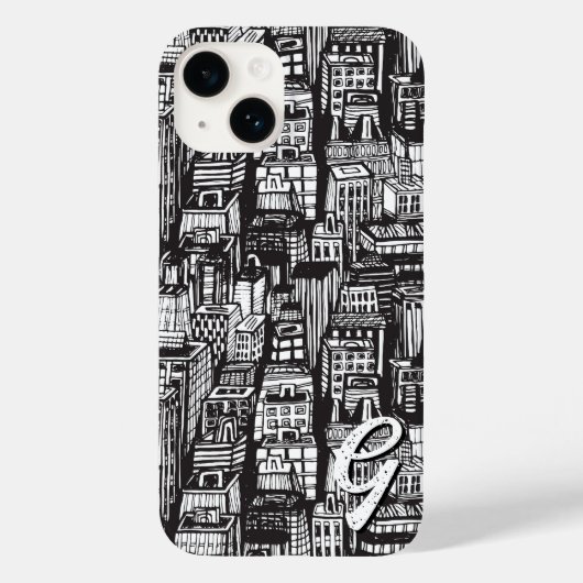 Coques Case-Mate iPhone Black & White Downtown City, gratte-ciel, Monogram (Verso)
