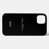 Coques Case-Mate iPhone Black White Elegant Personnalisé Nom Année Cadeau  (Verso (horizontal))